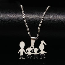 Load image into Gallery viewer, Stainless Steel Girls Boys Necklace Women Mama Kids Neckless Jewelry Accessories Silver Color Family Necklaces Jewerly N7191