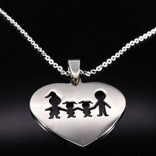 Load image into Gallery viewer, Stainless Steel Girls Boys Necklace Women Mama Kids Neckless Jewelry Accessories Silver Color Family Necklaces Jewerly N7191