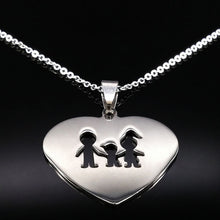 Load image into Gallery viewer, Stainless Steel Girls Boys Necklace Women Mama Kids Neckless Jewelry Accessories Silver Color Family Necklaces Jewerly N7191