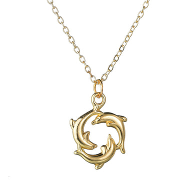 Women's Cross Dolphin Drop Necklace For Female Moon Key Five-pointed Star Girls Gold Color Necklace Anniversary Jewerly Gifts