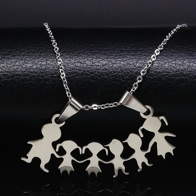 Stainless Steel Girls Boys Necklace Women Mama Kids Neckless Jewelry Accessories Silver Color Family Necklaces Jewerly N7191